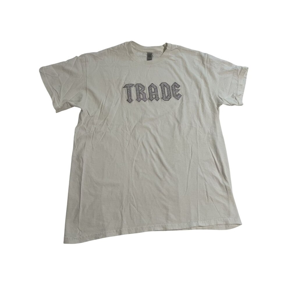 TRADE Merch Rhinestone T-Shirt in White
